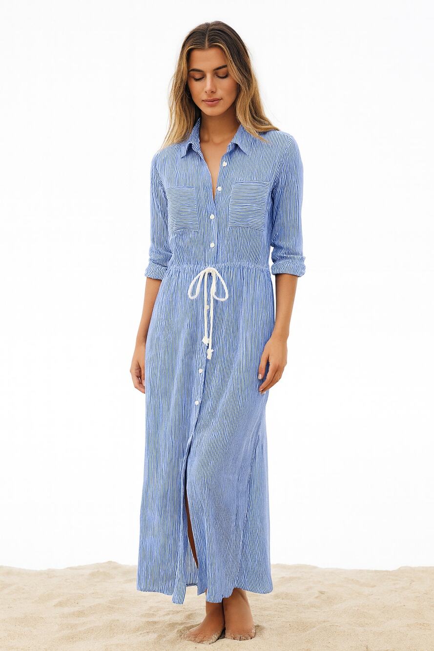 Anthropologie Faithfull The Brand Beach Edit Escape Striped Maxi Dress Coverup 4